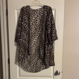 Source Unknown Animal Print Open Cardigan